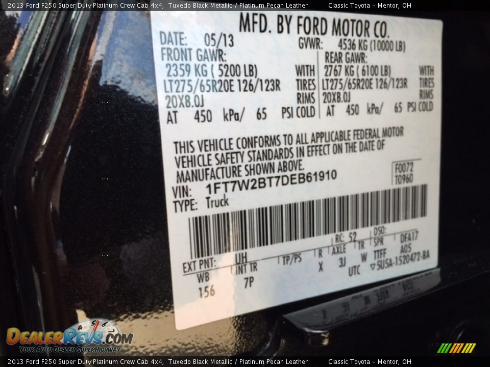 2013 Ford F250 Super Duty Platinum Crew Cab 4x4 Tuxedo Black Metallic / Platinum Pecan Leather Photo #8