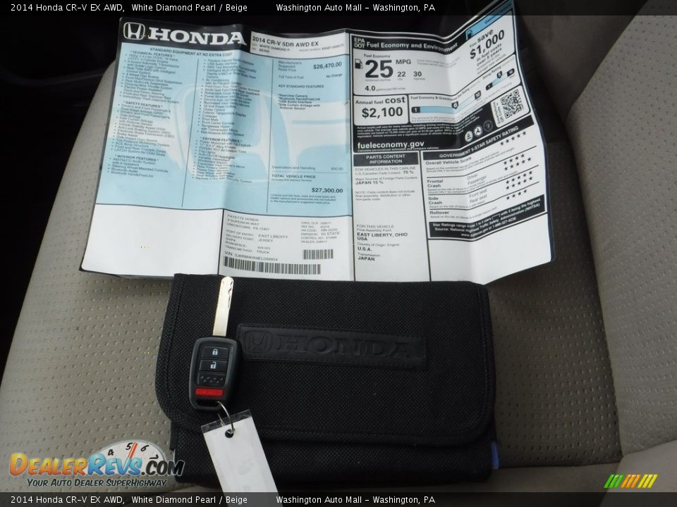 2014 Honda CR-V EX AWD White Diamond Pearl / Beige Photo #20