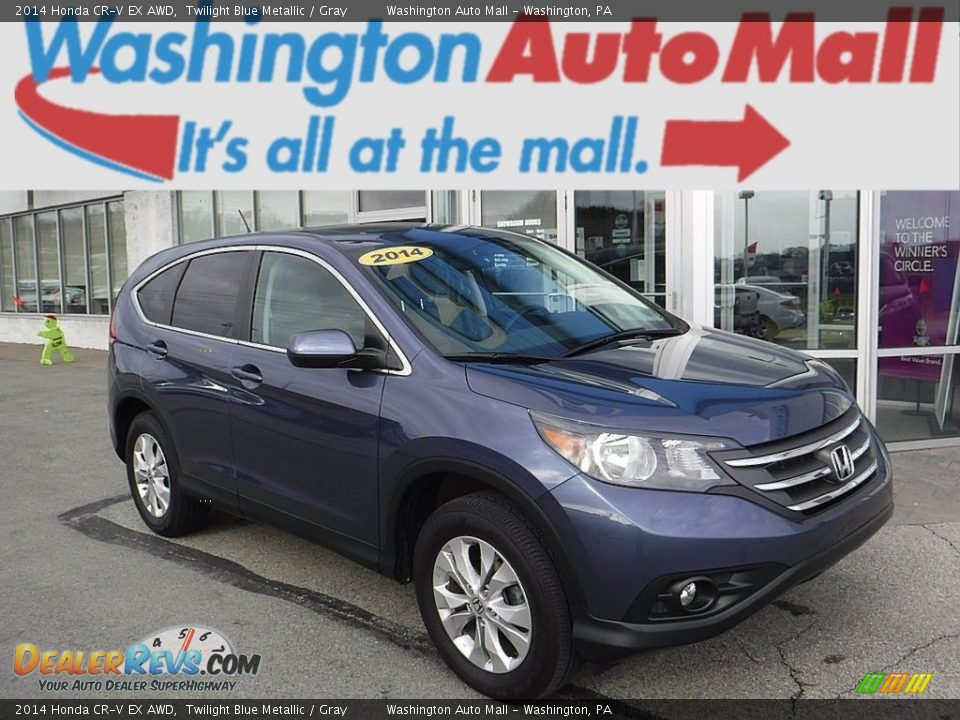 2014 Honda CR-V EX AWD Twilight Blue Metallic / Gray Photo #1