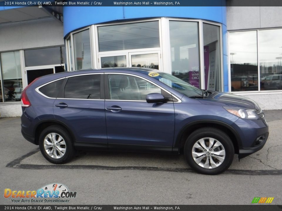2014 Honda CR-V EX AWD Twilight Blue Metallic / Gray Photo #2