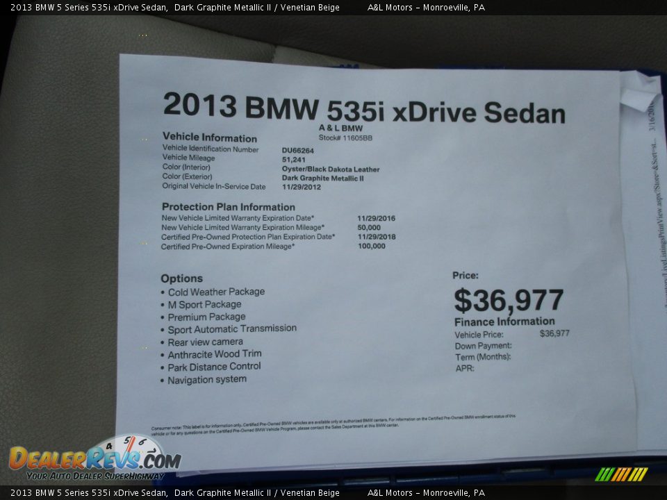 2013 BMW 5 Series 535i xDrive Sedan Dark Graphite Metallic II / Venetian Beige Photo #12