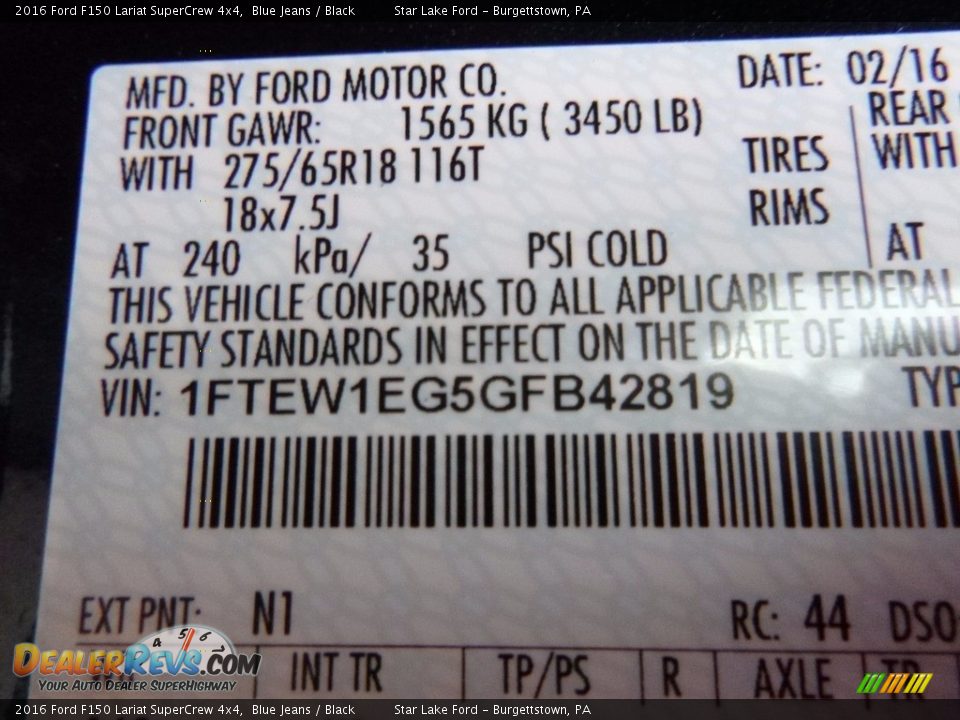 2016 Ford F150 Lariat SuperCrew 4x4 Blue Jeans / Black Photo #13