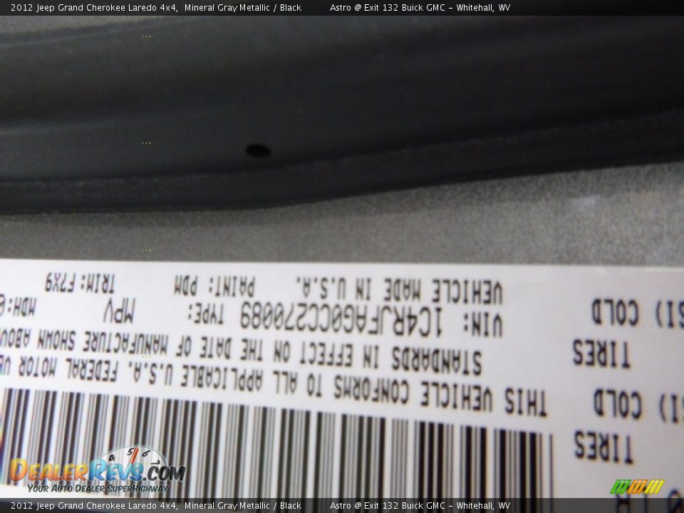 2012 Jeep Grand Cherokee Laredo 4x4 Mineral Gray Metallic / Black Photo #15