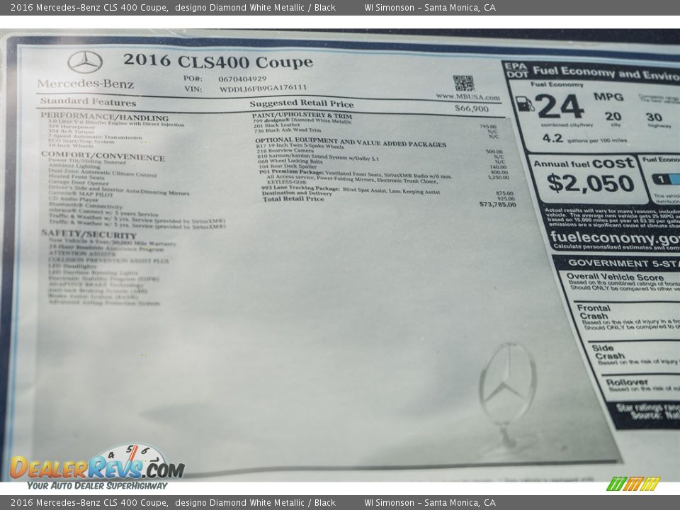 2016 Mercedes-Benz CLS 400 Coupe designo Diamond White Metallic / Black Photo #11