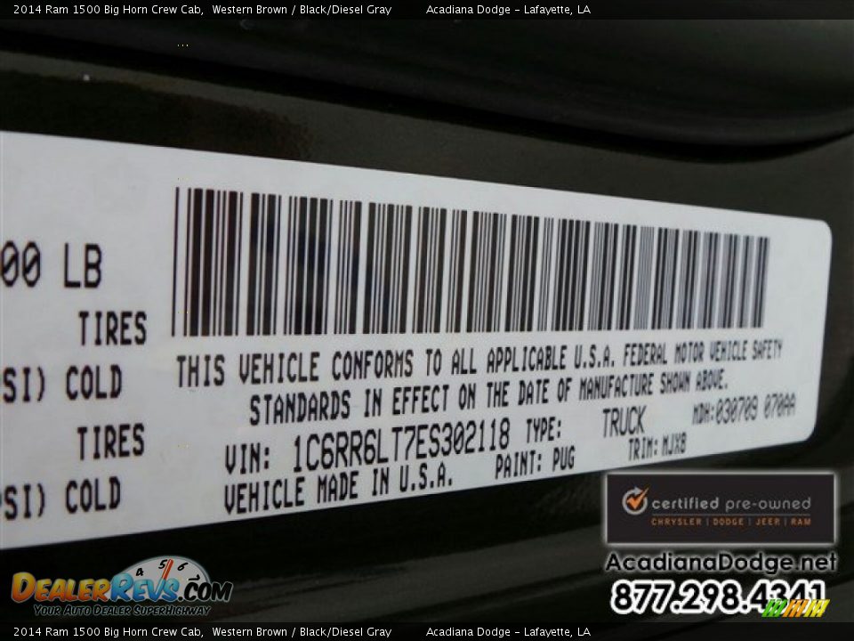 2014 Ram 1500 Big Horn Crew Cab Western Brown / Black/Diesel Gray Photo #16