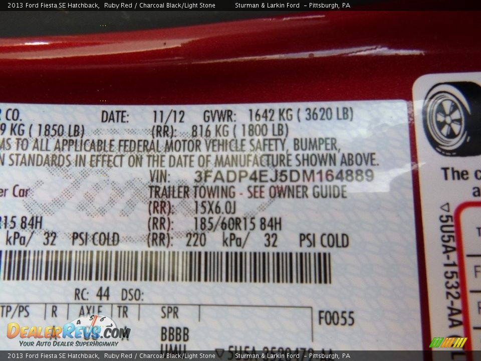 2013 Ford Fiesta SE Hatchback Ruby Red / Charcoal Black/Light Stone Photo #11