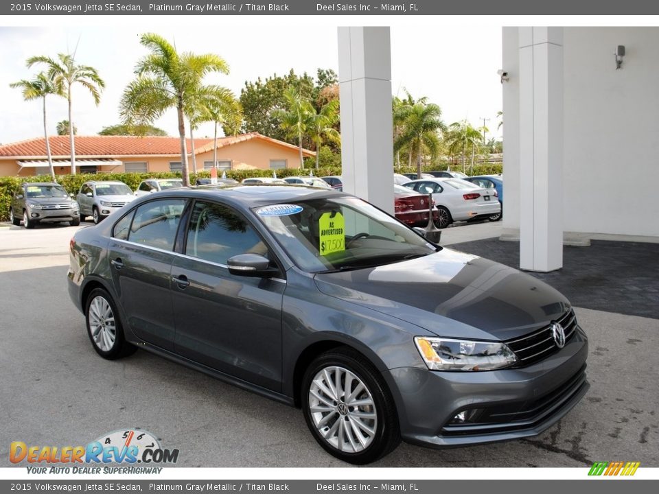 2015 Volkswagen Jetta SE Sedan Platinum Gray Metallic / Titan Black Photo #1