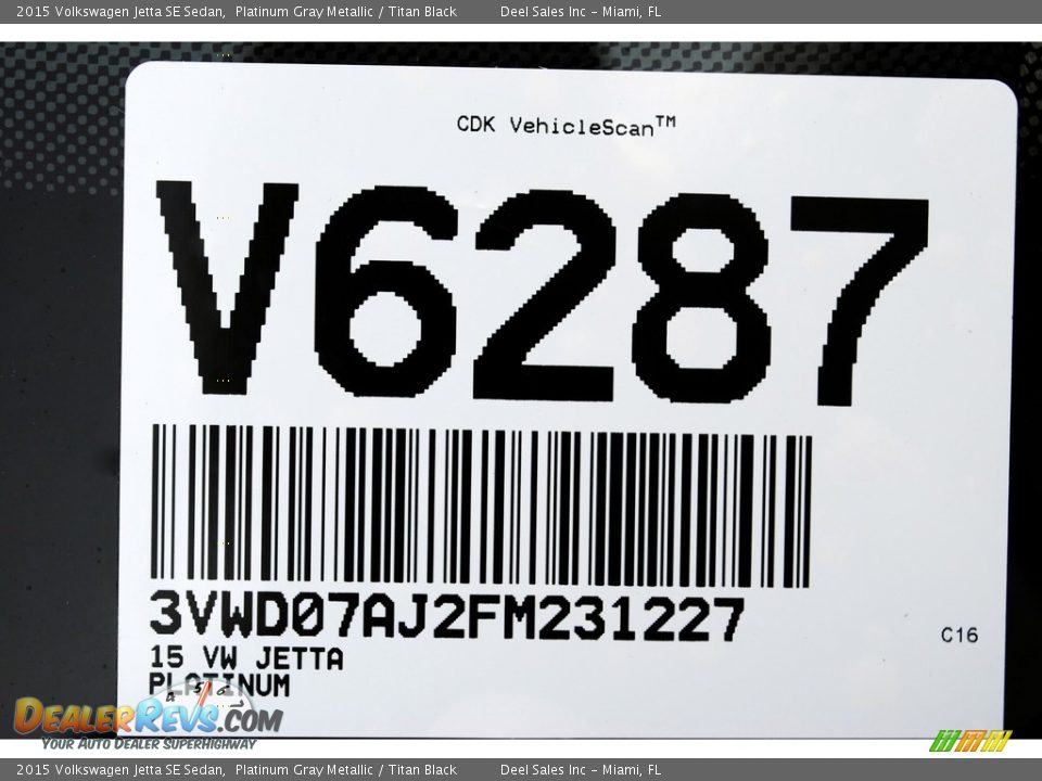 2015 Volkswagen Jetta SE Sedan Platinum Gray Metallic / Titan Black Photo #20