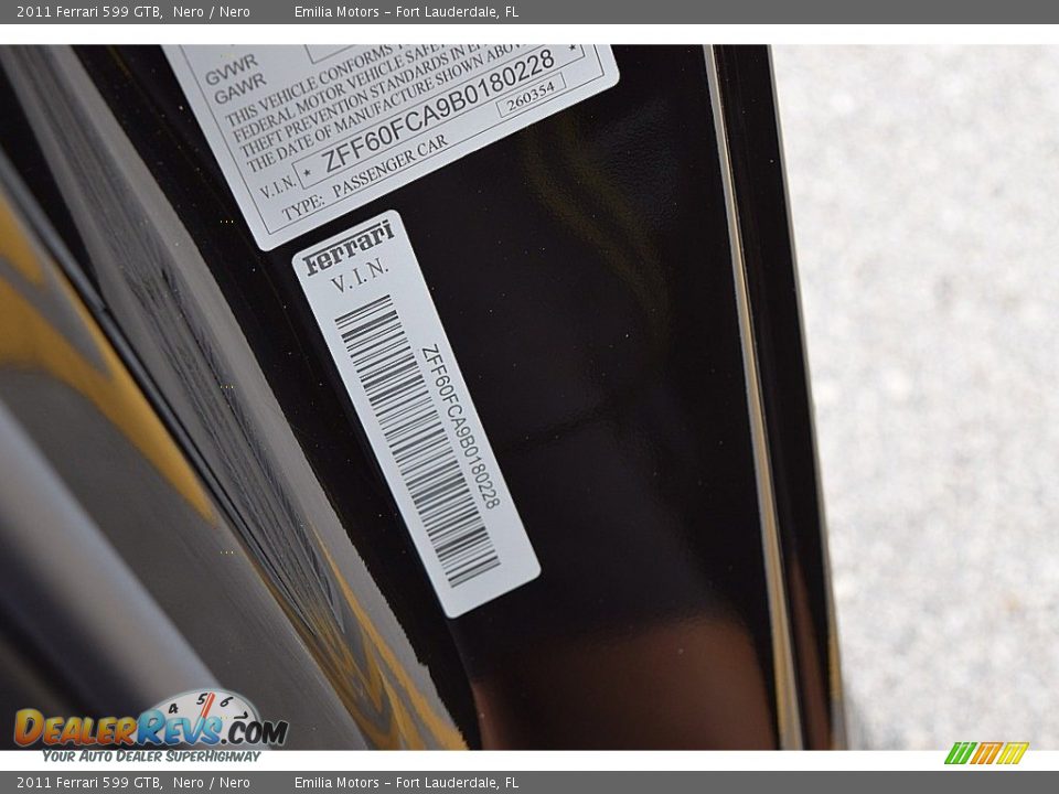 2011 Ferrari 599 GTB Nero / Nero Photo #33