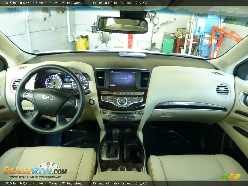 2015 Infiniti QX60 3.5 AWD Majestic White / Wheat Photo #22