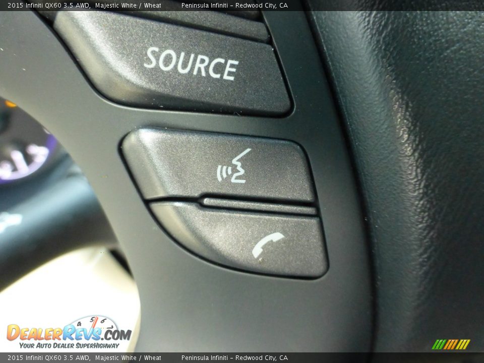 2015 Infiniti QX60 3.5 AWD Majestic White / Wheat Photo #25