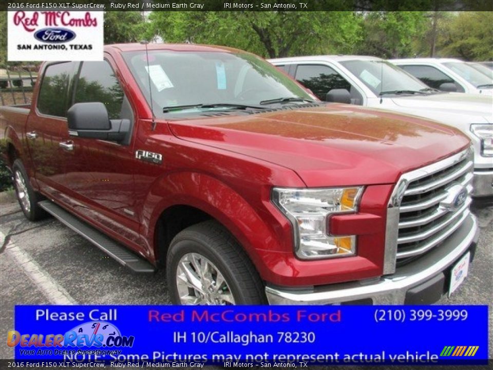2016 Ford F150 XLT SuperCrew Ruby Red / Medium Earth Gray Photo #1