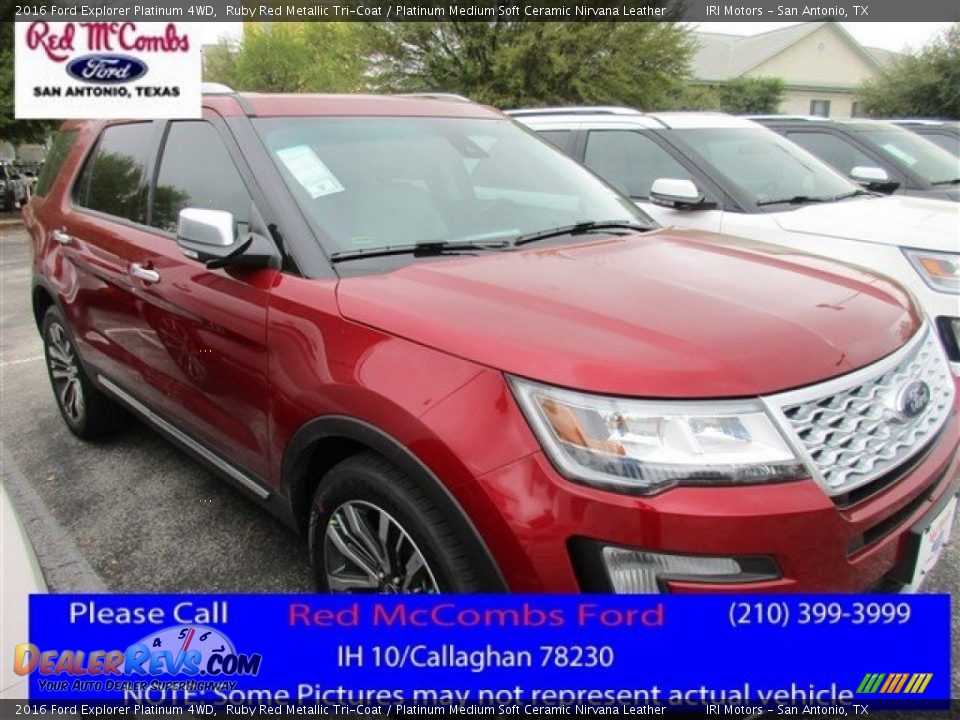 2016 Ford Explorer Platinum 4WD Ruby Red Metallic Tri-Coat / Platinum Medium Soft Ceramic Nirvana Leather Photo #1