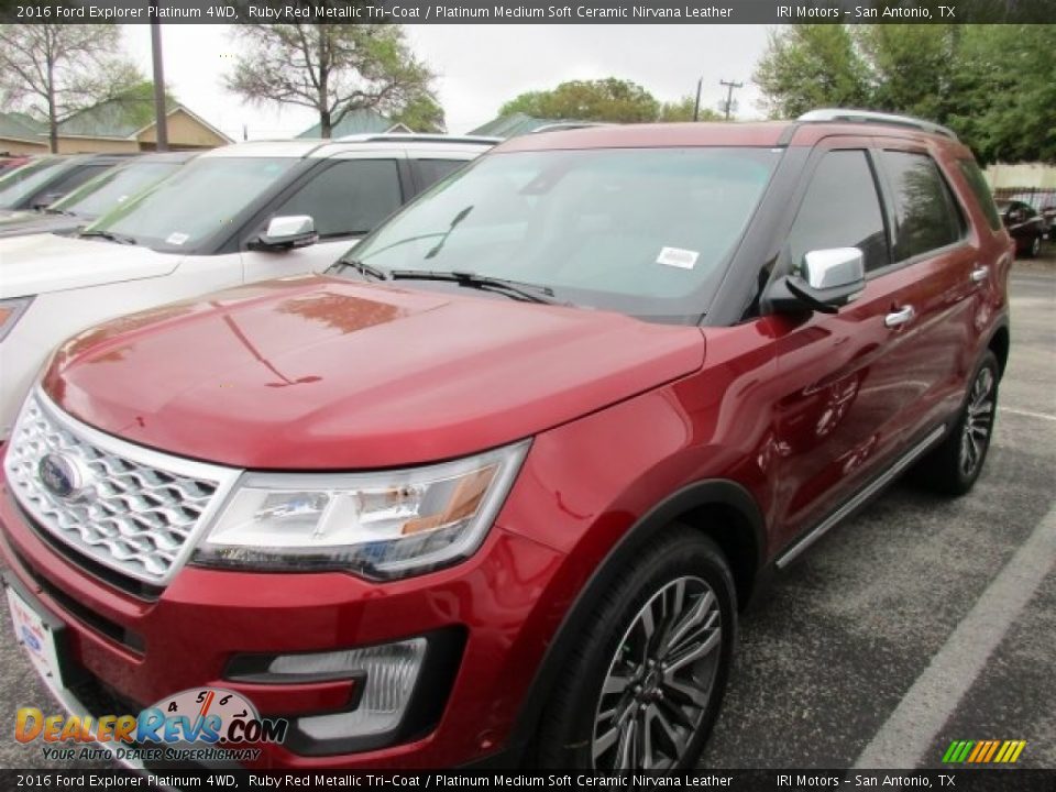2016 Ford Explorer Platinum 4WD Ruby Red Metallic Tri-Coat / Platinum Medium Soft Ceramic Nirvana Leather Photo #2