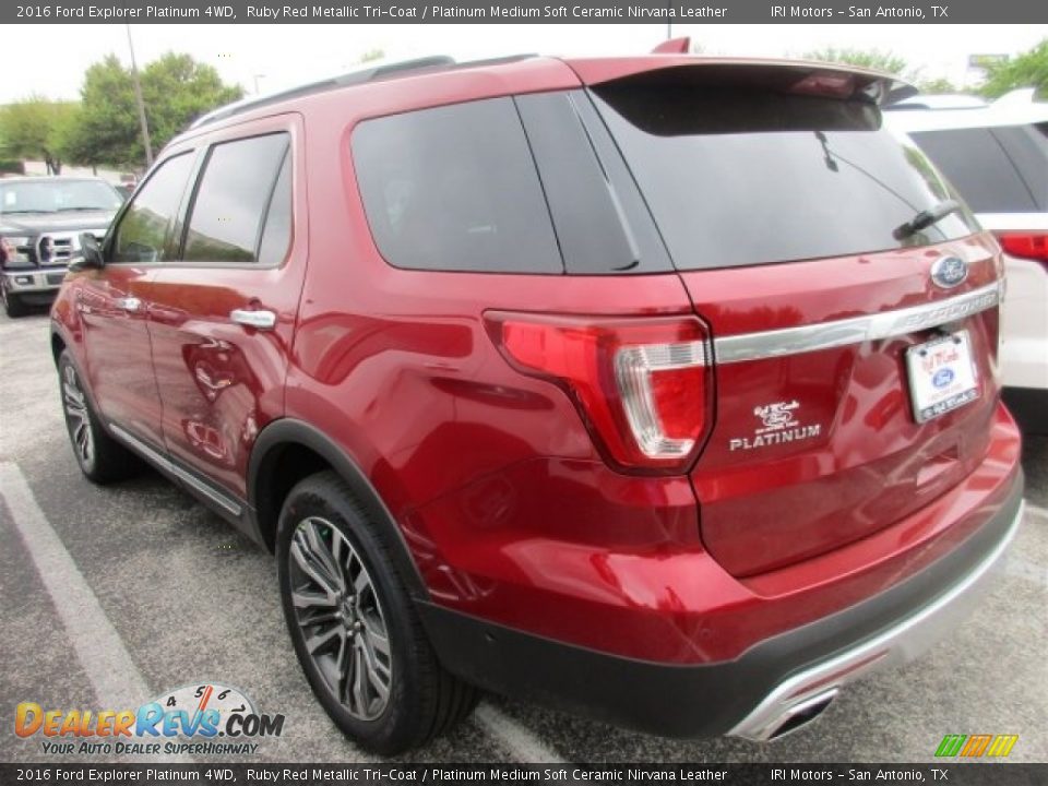 2016 Ford Explorer Platinum 4WD Ruby Red Metallic Tri-Coat / Platinum Medium Soft Ceramic Nirvana Leather Photo #4