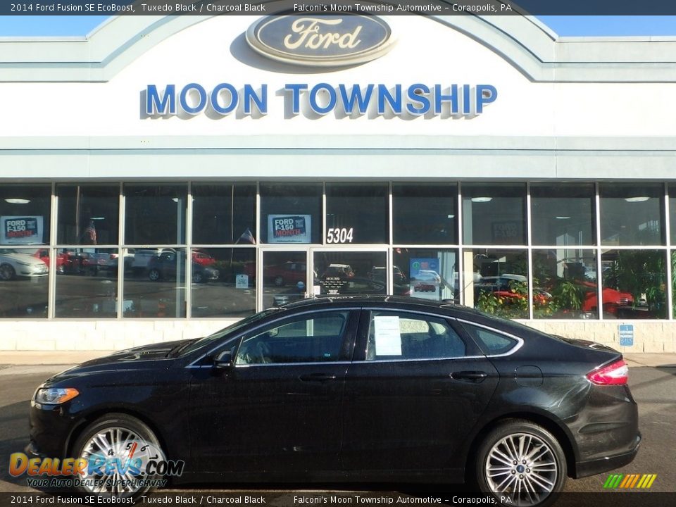 2014 Ford Fusion SE EcoBoost Tuxedo Black / Charcoal Black Photo #7