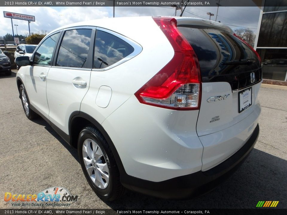 2013 Honda CR-V EX AWD White Diamond Pearl / Beige Photo #3