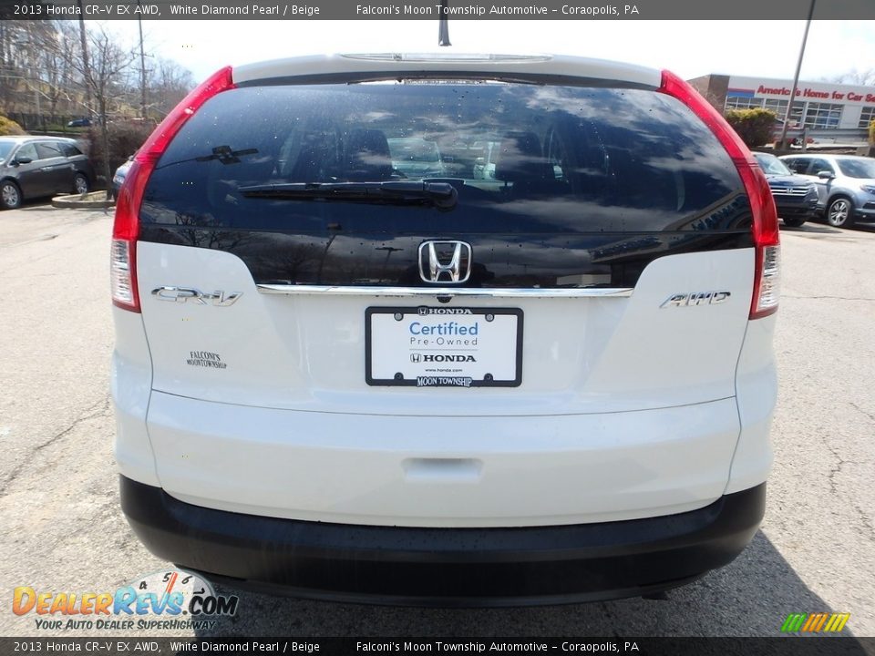 2013 Honda CR-V EX AWD White Diamond Pearl / Beige Photo #4
