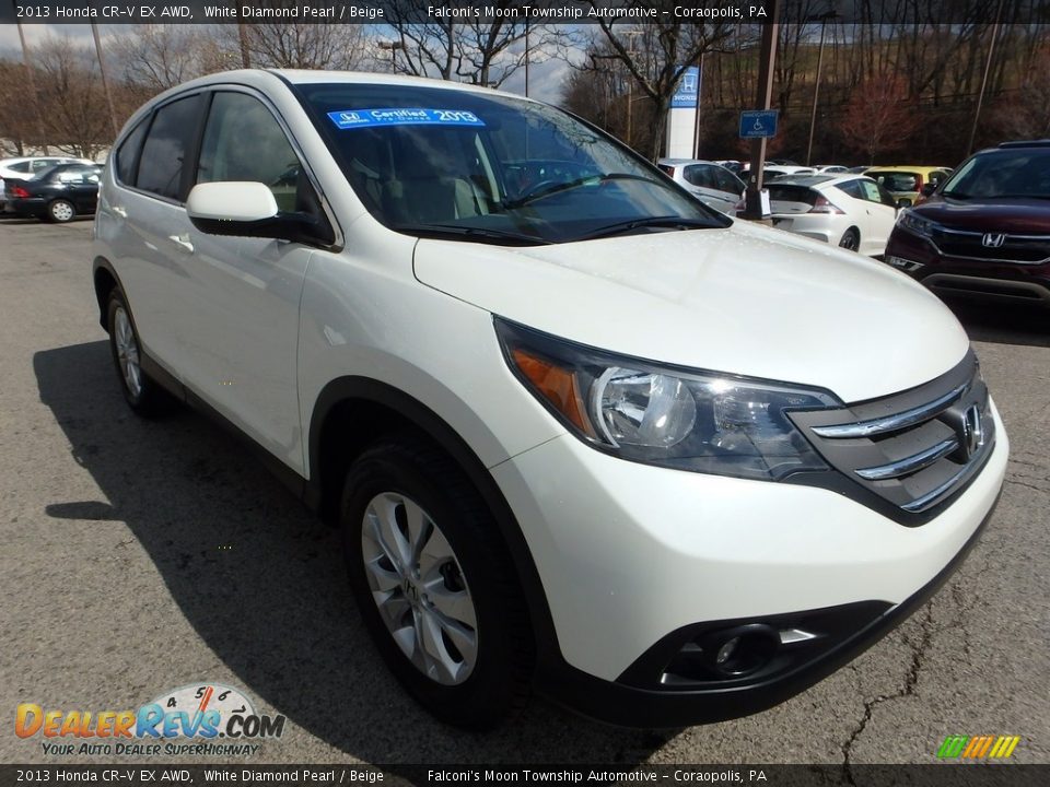 2013 Honda CR-V EX AWD White Diamond Pearl / Beige Photo #7
