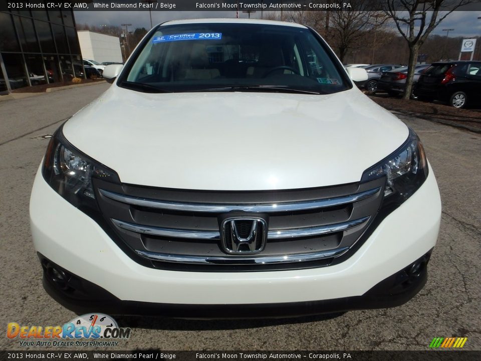 2013 Honda CR-V EX AWD White Diamond Pearl / Beige Photo #8