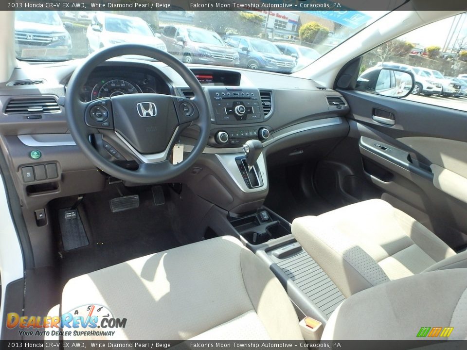 2013 Honda CR-V EX AWD White Diamond Pearl / Beige Photo #17