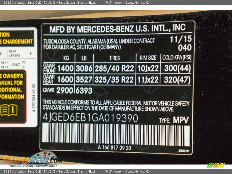 2016 Mercedes-Benz GLE 450 AMG 4Matic Coupe Black / Black Photo #6
