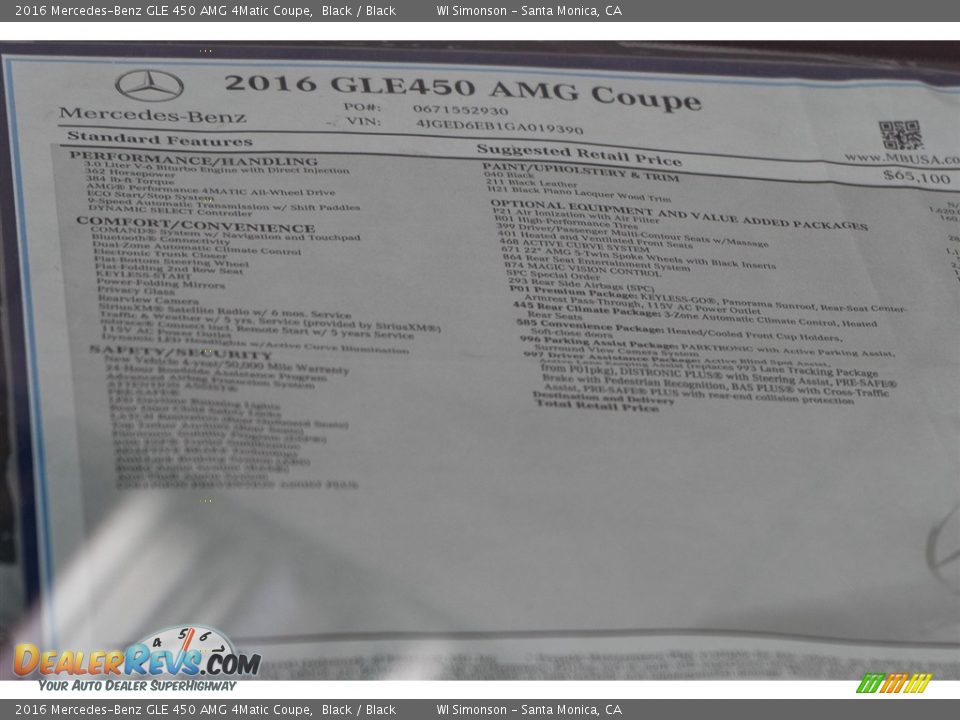2016 Mercedes-Benz GLE 450 AMG 4Matic Coupe Black / Black Photo #11