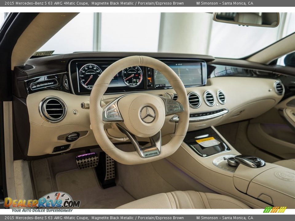 Porcelain/Espresso Brown Interior - 2015 Mercedes-Benz S 63 AMG 4Matic Coupe Photo #5