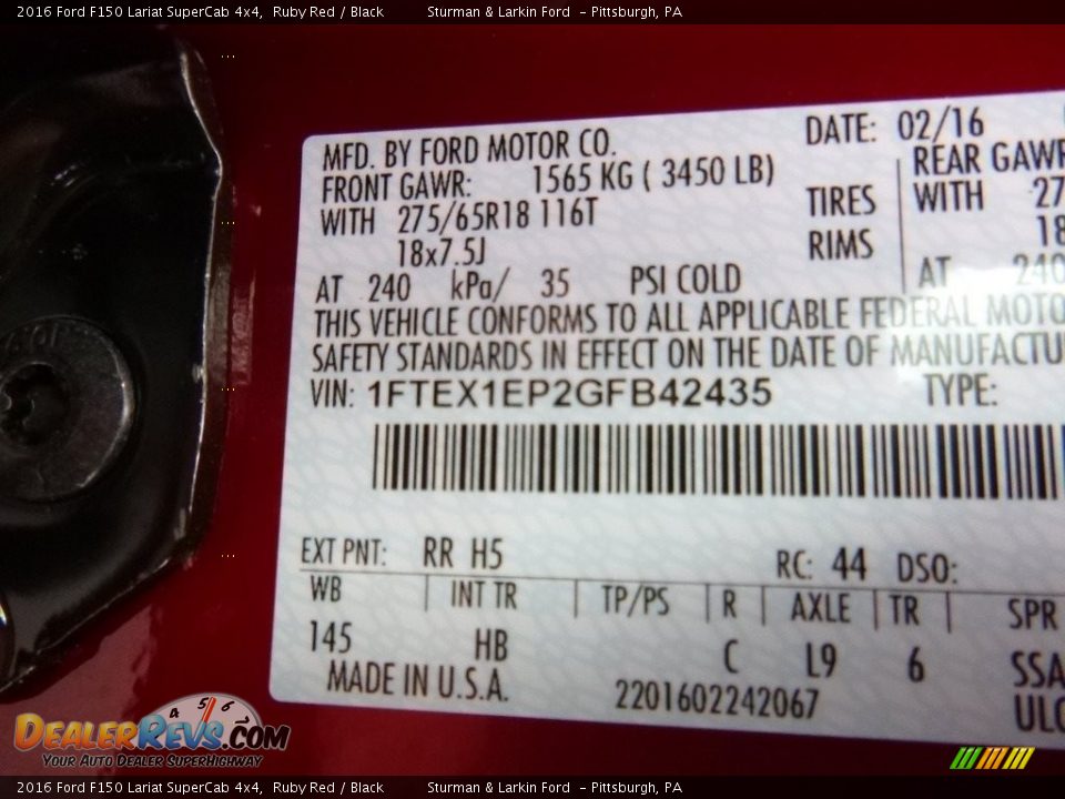 2016 Ford F150 Lariat SuperCab 4x4 Ruby Red / Black Photo #10