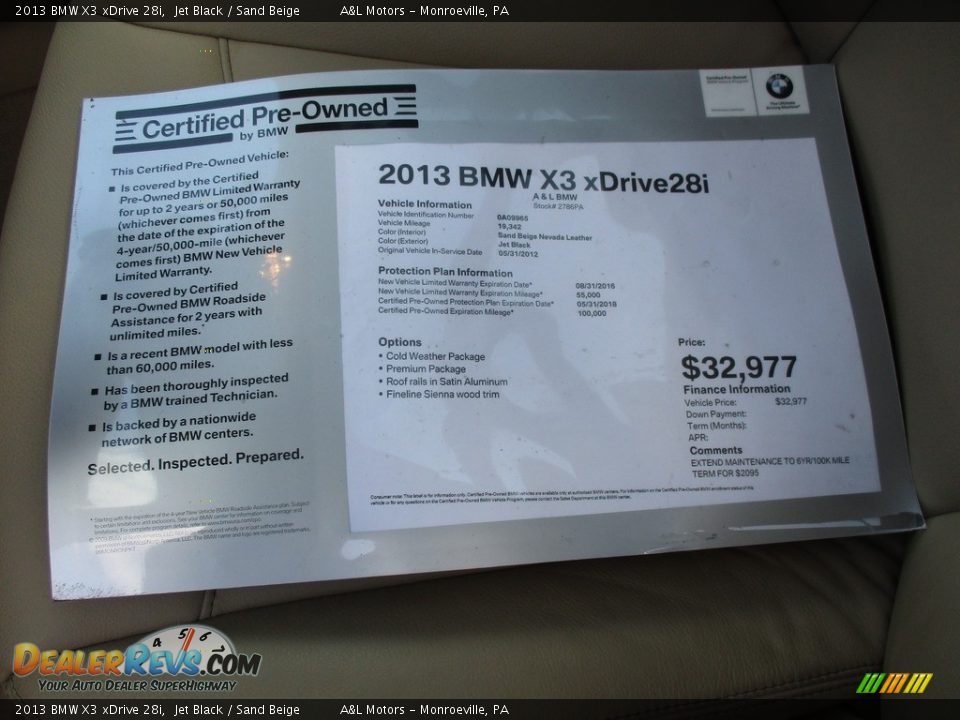 2013 BMW X3 xDrive 28i Jet Black / Sand Beige Photo #10