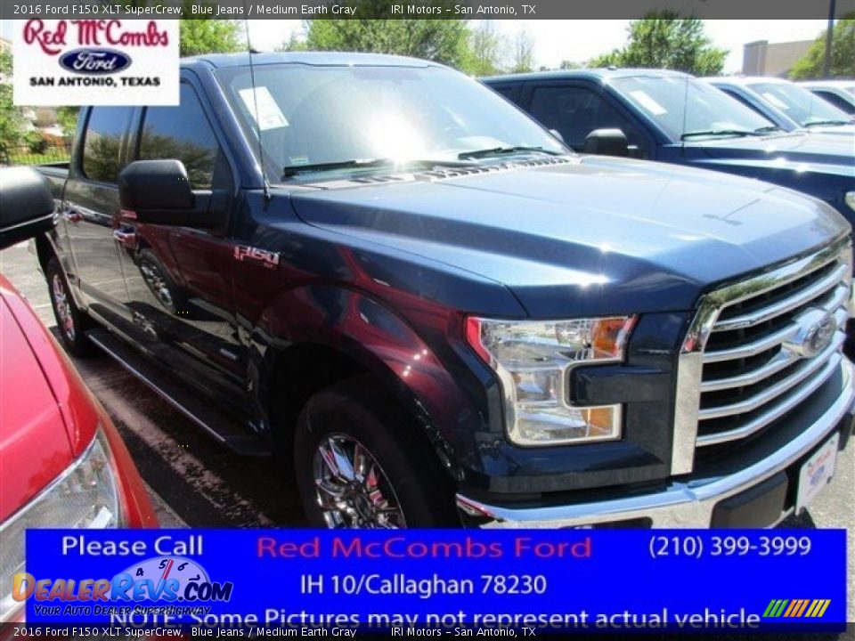 2016 Ford F150 XLT SuperCrew Blue Jeans / Medium Earth Gray Photo #1