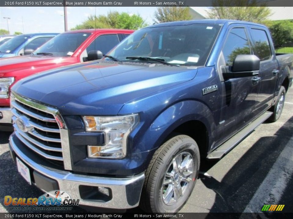 2016 Ford F150 XLT SuperCrew Blue Jeans / Medium Earth Gray Photo #2