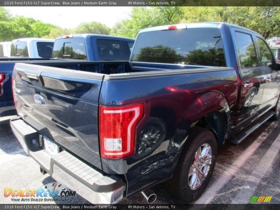 2016 Ford F150 XLT SuperCrew Blue Jeans / Medium Earth Gray Photo #8