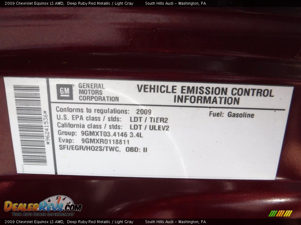 2009 Chevrolet Equinox LS AWD Deep Ruby Red Metallic / Light Gray Photo #15
