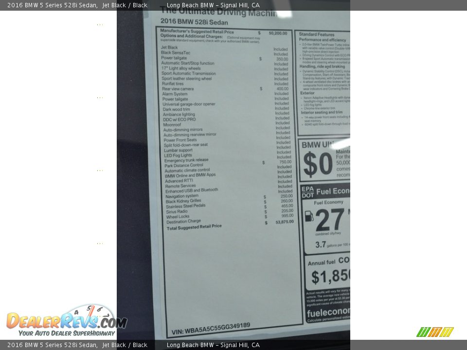 2016 BMW 5 Series 528i Sedan Jet Black / Black Photo #6