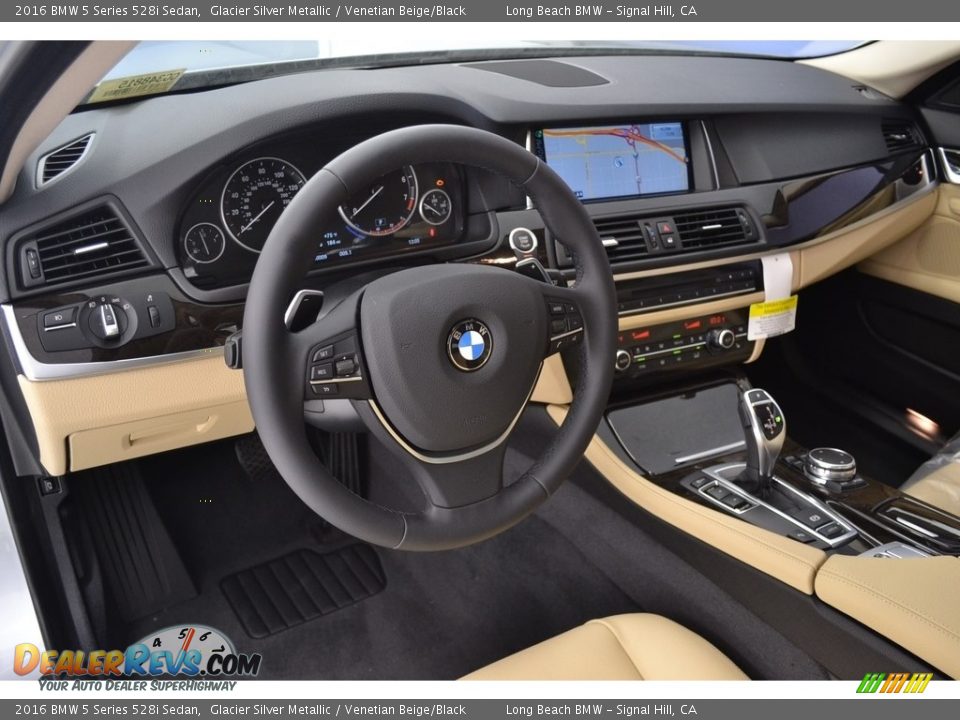 2016 BMW 5 Series 528i Sedan Glacier Silver Metallic / Venetian Beige/Black Photo #7