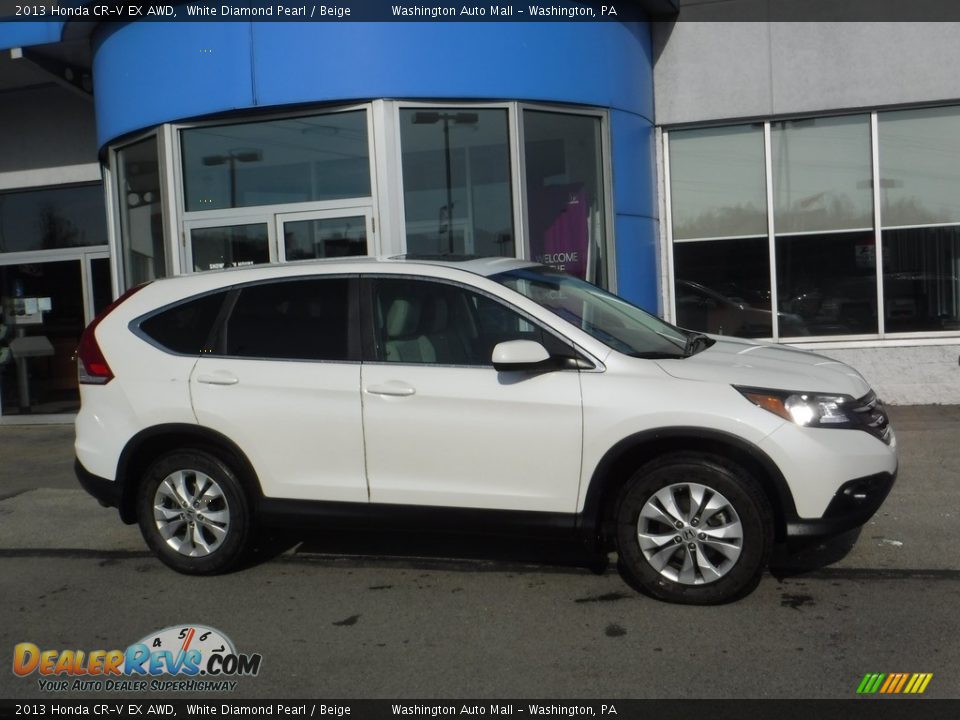 2013 Honda CR-V EX AWD White Diamond Pearl / Beige Photo #2