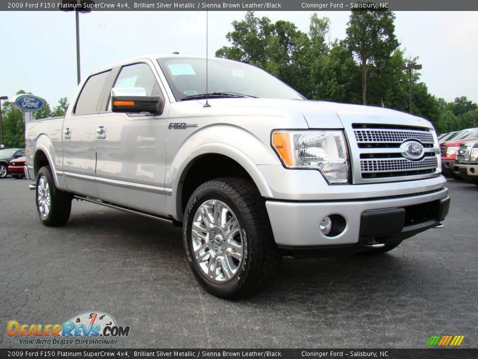 2009 Ford F150 Platinum SuperCrew 4x4 Brilliant Silver Metallic / Sienna Brown Leather/Black Photo #1