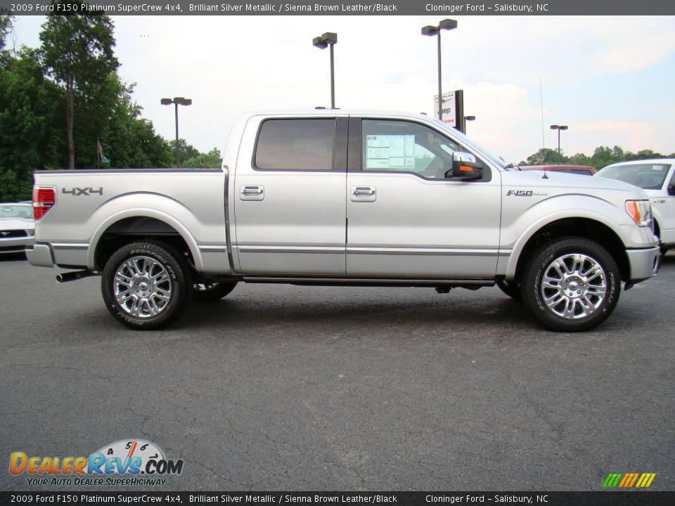 2009 Ford F150 Platinum SuperCrew 4x4 Brilliant Silver Metallic / Sienna Brown Leather/Black Photo #2