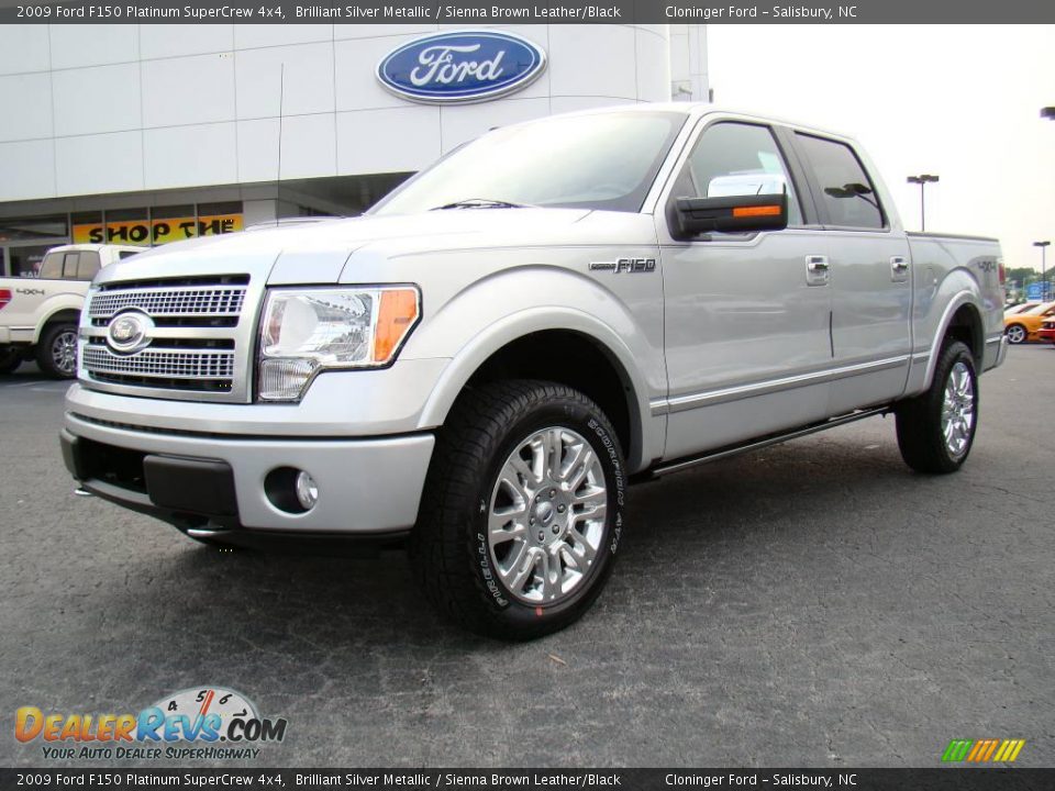 2009 Ford F150 Platinum SuperCrew 4x4 Brilliant Silver Metallic / Sienna Brown Leather/Black Photo #6