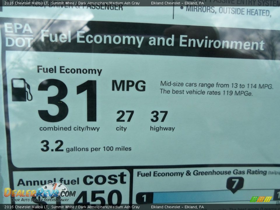 2016 Chevrolet Malibu LT Summit White / Dark Atmosphere/Medium Ash Gray Photo #13