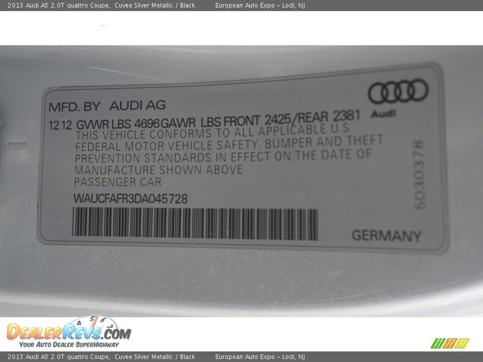 2013 Audi A5 2.0T quattro Coupe Cuvee Silver Metallic / Black Photo #36