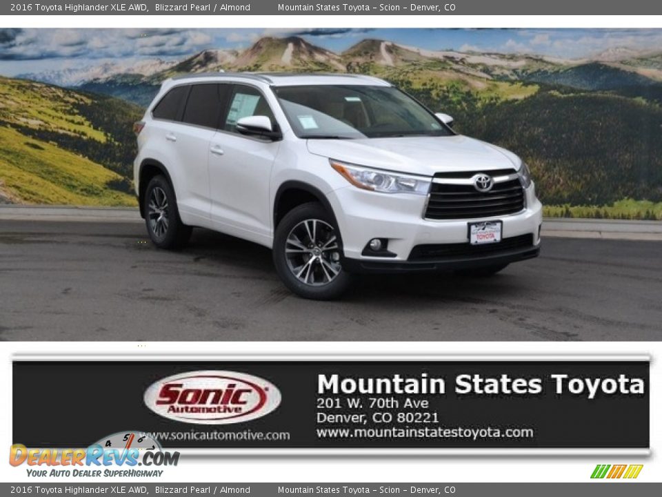 2016 Toyota Highlander XLE AWD Blizzard Pearl / Almond Photo #1