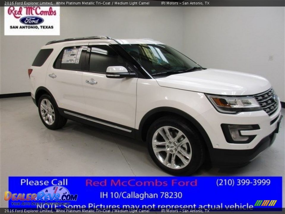 2016 Ford Explorer Limited White Platinum Metallic Tri-Coat / Medium Light Camel Photo #1