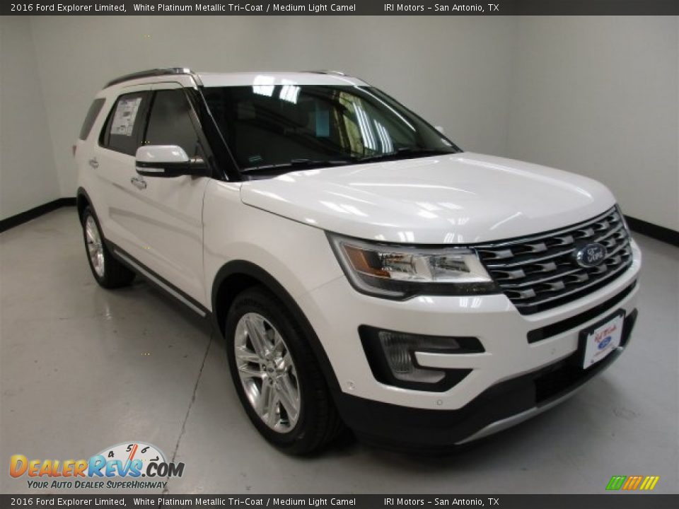 2016 Ford Explorer Limited White Platinum Metallic Tri-Coat / Medium Light Camel Photo #2