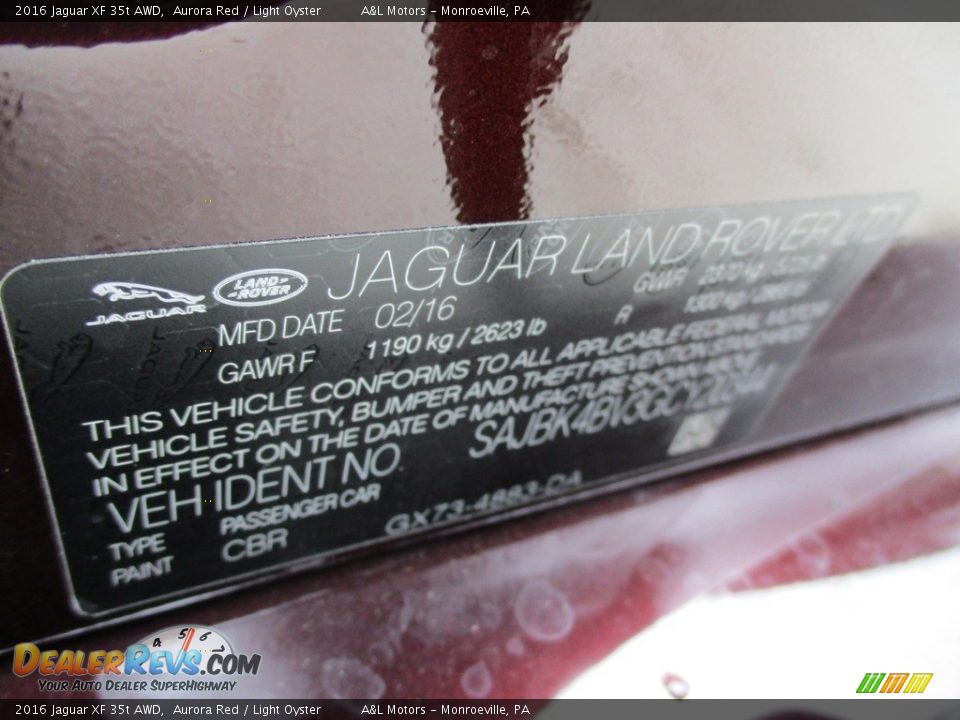 2016 Jaguar XF 35t AWD Aurora Red / Light Oyster Photo #19