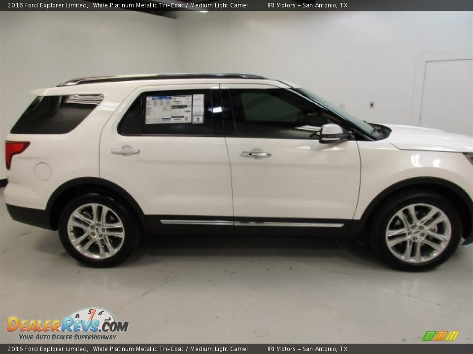2016 Ford Explorer Limited White Platinum Metallic Tri-Coat / Medium Light Camel Photo #12