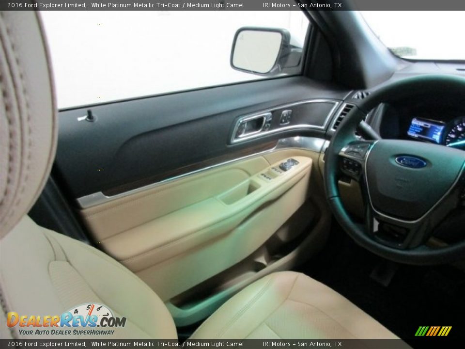 2016 Ford Explorer Limited White Platinum Metallic Tri-Coat / Medium Light Camel Photo #13