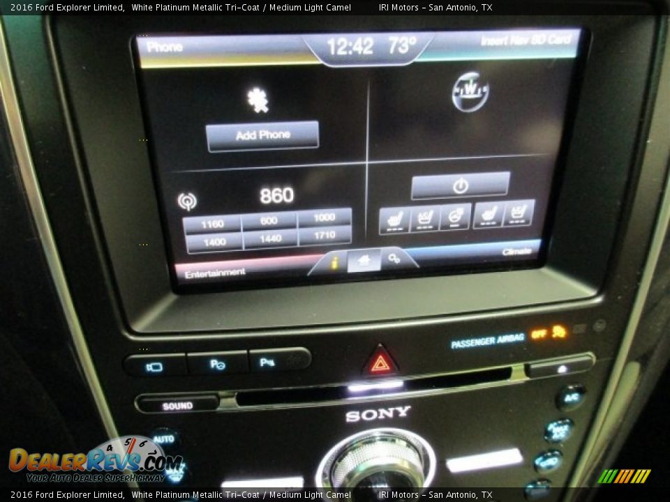 2016 Ford Explorer Limited White Platinum Metallic Tri-Coat / Medium Light Camel Photo #22