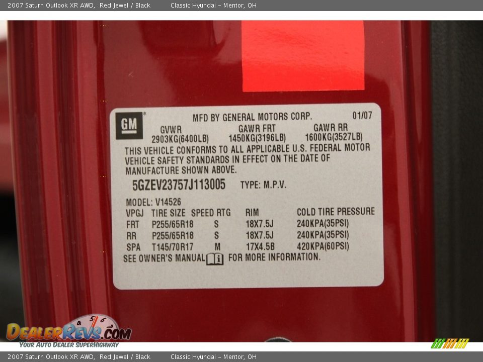 2007 Saturn Outlook XR AWD Red Jewel / Black Photo #17